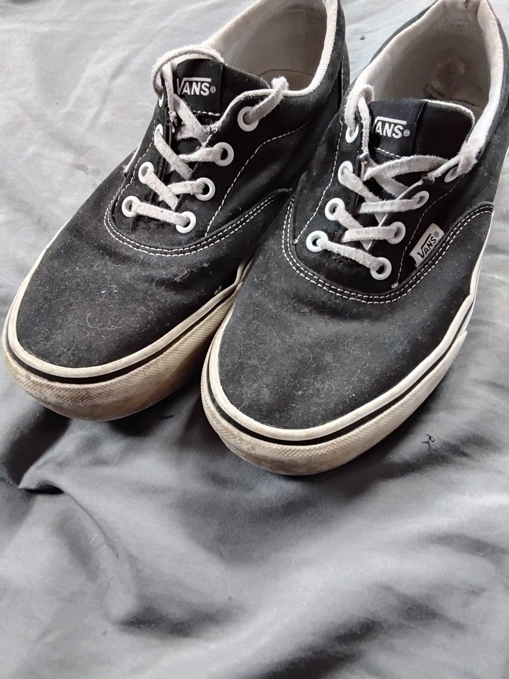 Vans Black Canvas Low-Top Platform Sneakers with White Trim